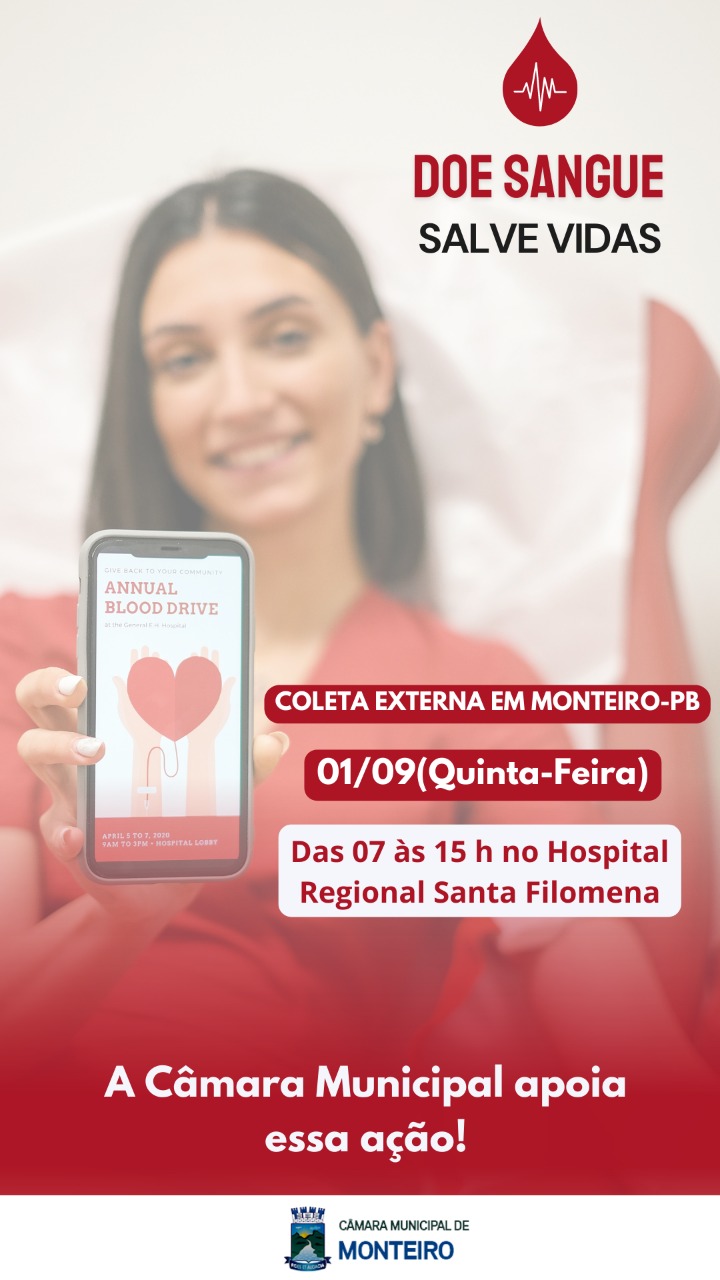 Coleta Externa de Sangue em Monteiro-PB nesta quinta-feira 01.09